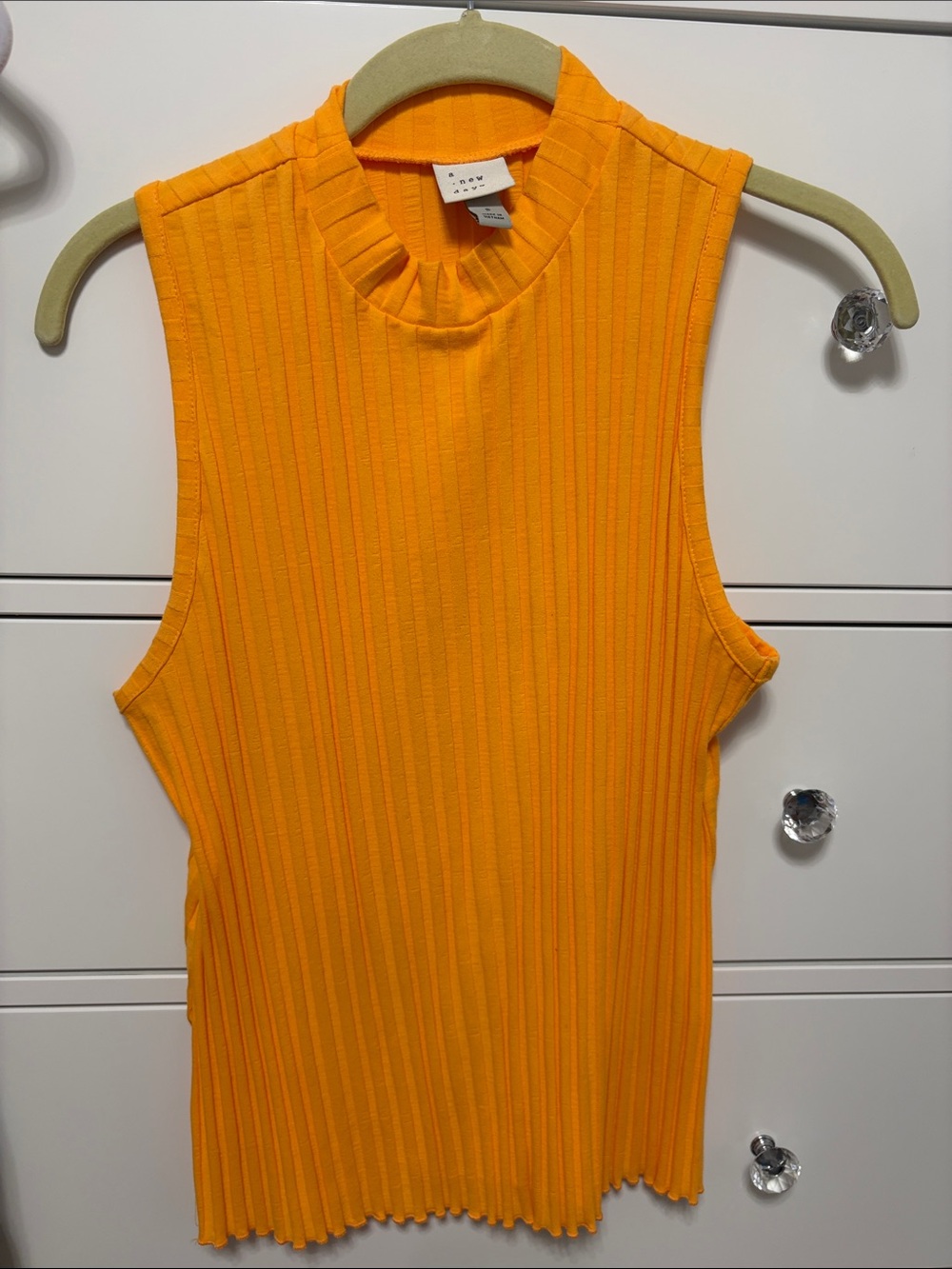 A New Day Sleeveless Ribbed Mock Neck Top - Orange